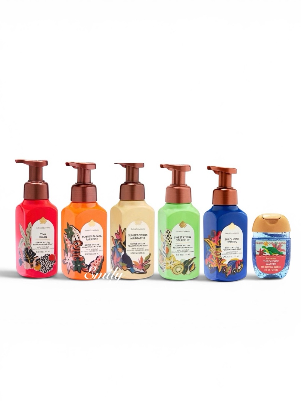 Bath Body Works 5 Piece TROPICAL Foam Hand Soap Collection Set Bundle 8.75 fl oz
